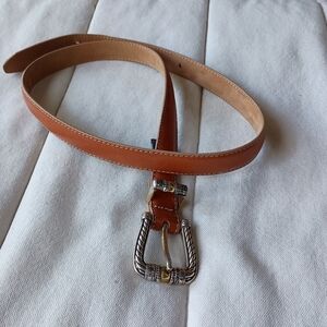 Vintage Brighton Tan Leather Belt with Silver Accents_30
